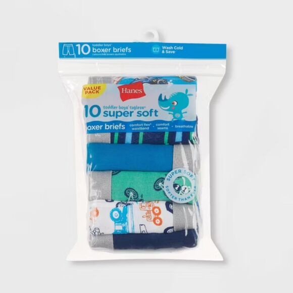 Hanes Other - Hanes Toddler Boys' Boxer Briefs 2T-3T: Cotton, Tagless, Cars Pattern + Solid